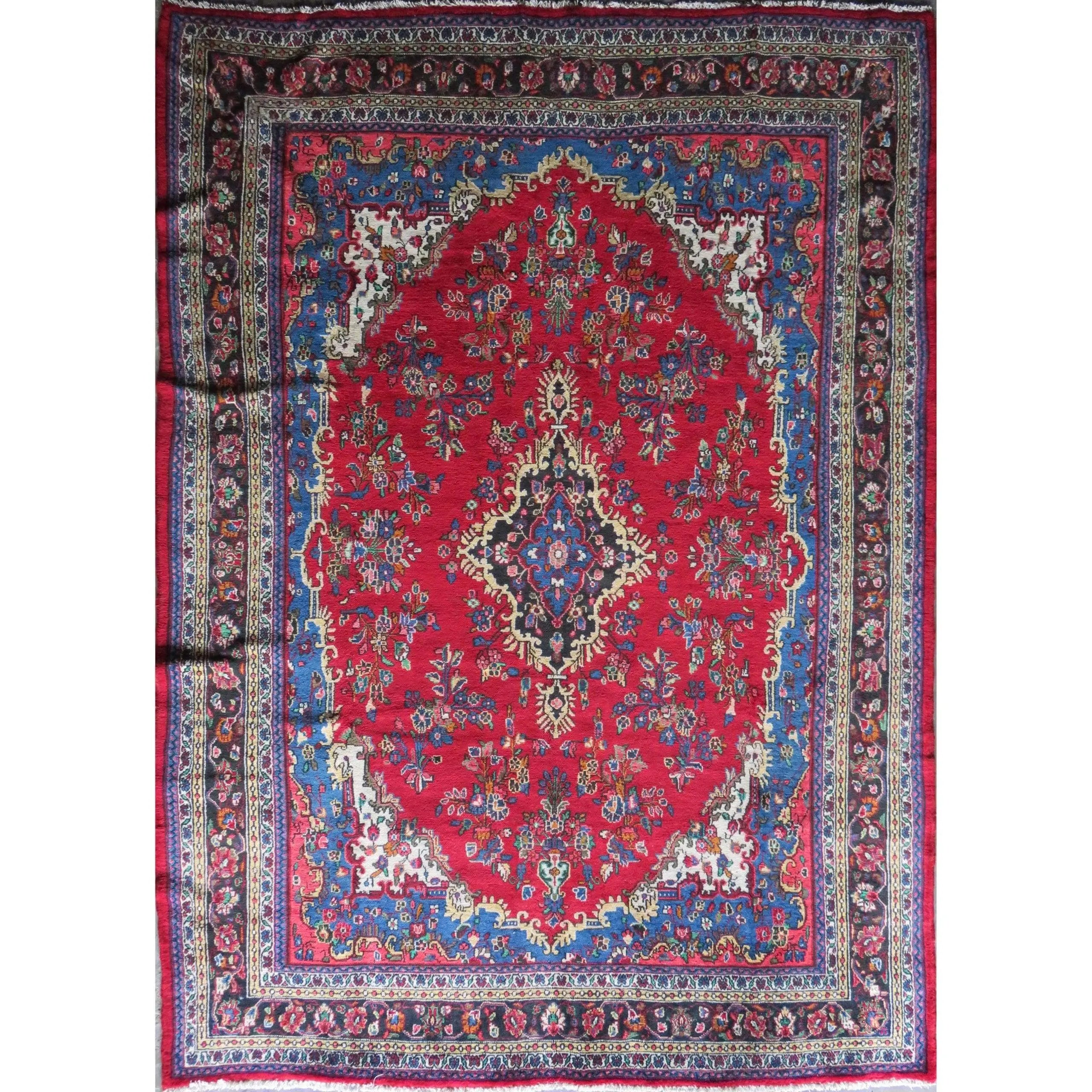 One Of The Kind Hand-Knotted Persian Wool Rug _ Luxurious Vintage Design, 12'9" x 8'8", Artisan Crafted